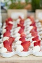 Prosciutto and mozzarella appetizers Royalty Free Stock Photo