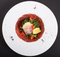 Prosciutto salad of smoked raw meat