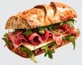 Prosciutto Sandwich, Fresh Deli Food Illustration Royalty Free Stock Photo