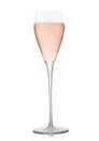 Prosecco wine and pink rose champagne glass on white background Royalty Free Stock Photo