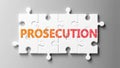 Prosecution complex like a puzzle - pictured as word Prosecution on a puzzle pieces to show that Prosecution can be difficult and