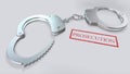 Prosecution Word and Handcuffs 3D Illustration