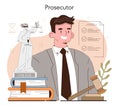 Prosecutor concept. Court attorney processing civil or criminal