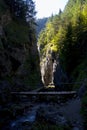 Kvacany - Prosiek valley - one of the many gorges in the valley with a wooden bench above the mountain stream Prosiecanka