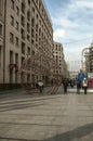 New area of Northern Avenue, paved with tiles for pedestrian traffic leading to the Opera house, in the capital of Armenia Yerevan