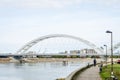 Novi Sad, Serbia - July 17. 2019: Zezelj bridge on river Danube in Novi Sad Serbia