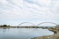 Novi Sad, Serbia - July 17. 2019: Zezelj bridge on river Danube in Novi Sad Serbia