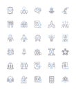 Prospective firm line icons collection. Innovative, Sustainable, Dynamic, Collaborative, Visionary, Ambitious, Agile