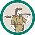 Prospector Miner With Shovel Circle Retro