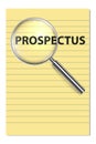 prospectus under magnifier glass on white Royalty Free Stock Photo