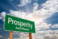 Prosperity Green Road Sign Over Sunny Dramatic Clouds and Sky Royalty Free Stock Photo