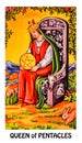 Queen of Pentacles Tarot Card Prosperity Wealth Rich Luxury Fine Living Status Prestige Material Security Economic Royalty Free Stock Photo