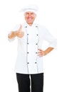 Prosperous chef showing thumbs up