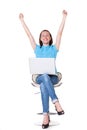 Prosperous girl raising hands up Royalty Free Stock Photo