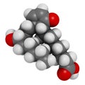 Prostaglandin A1 molecule. Atoms are represented as spheres with conventional color coding: hydrogen (white), carbon (grey), Royalty Free Stock Photo