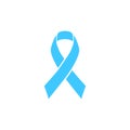 Prostate cancer ribbon awareness. Disease symbol.Silhouette Light blue ribbon isolated on white background. Vector