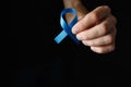 prostate cancer ribbon, colon cancer concept, blue ribbon