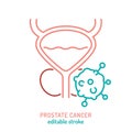 Prostate carcinoma, adenocarcinoma outline icon. Malignant cell growth sign