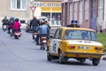 Prostejov Czech Rep May 20th 2018 Police car and motorcycles from communist era of the Czechoslovakia