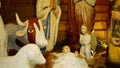 PROSTEJOV, CZECH REPUBLIC, DECEMBER 15, 2020: Bethlehem hand carved from wood figures, nativity creche big statues Royalty Free Stock Photo