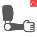 Prosthesis arm glyph icon, disability and artificial, prosthetic arm sign vector graphics, editable stroke solid icon, eps 10