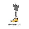 Prosthetic leg color icon. Modern exoskeleton vector sign. Limb prosthetics symbol