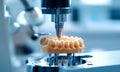 prosthetic model of teeth undergoing digital milling or automated design processing. milling, design, or technological Royalty Free Stock Photo
