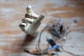 prosthtci robotic hand on table being fixed Royalty Free Stock Photo
