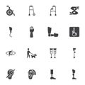 Prosthetic technology vector icons set
