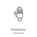 prosthetics icon vector from bioengineering collection. Thin line prosthetics outline icon vector illustration. Linear symbol for