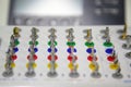 Prosthetist box set of tools for the installation of dental implants. The boxes Plastic set of drills medical colour-coded. Royalty Free Stock Photo