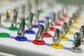 Prosthetist box set of tools for the installation of dental implants. The boxes Plastic set of drills medical colour-coded. Royalty Free Stock Photo