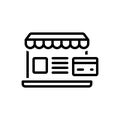 Black line icon for Prostores, e commerce and hosting