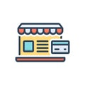 Color illustration icon for Prostores, hosting and commpany