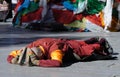 Prostrating monk 2 Royalty Free Stock Photo