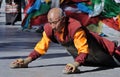 Prostrating monk 3 Royalty Free Stock Photo