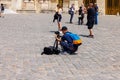 Prosumer tourist photographer taking picture at Versailles