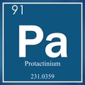 Protactinium chemical element, blue square symbol