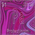 Protactinium chemical element, Sign with atomic number and atomic weight