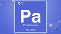 Protactinium chemical element symbol on blue bubble background