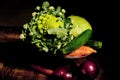 Footed plate with vegetables