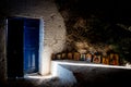 Interior of an old church cave with Christian saint pictures. Ayioi Saranta orthodox chapel