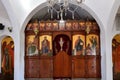 Protaras, Cyprus - Oct 6. 2019. The iconostasis of church of St. Nicholas