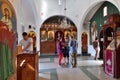 Protaras, Cyprus - Oct 6. 2019. The people in church of St. Nicholas