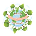 Protect Biodiversity green hands hugging earth