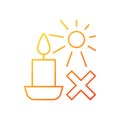 Protect candles from direct sunlight gradient linear vector manual label icon