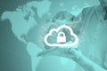 Protect cloud information data concept. Security and safety of cloud computing.