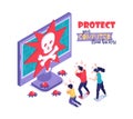 Protect Computer Hackers Concept