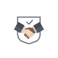 Protect deal, handshake flat icon, vector illustration Royalty Free Stock Photo