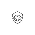 Protect deal, handshake shield. Vector icon template Royalty Free Stock Photo
